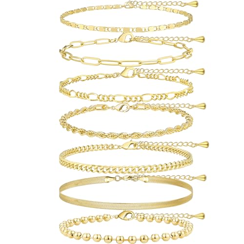 Image of Extra Large Anklets for Women Waterproof, 14K Gold Plated Stack Anklets for Women Plus Size, 10 inch+2 inch Non Tarnish Large Ankle Bracelets for Women, Summer Big Ankles Set, Beach Bikini Vacation Jewelry