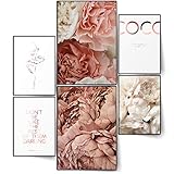 bild für pfingstrosen PREMIUM DRUCK MIT ROSE GOLDENER HEIß-FOLIE | 3 der 6 Poster sind mit edler, glänzender Heiß-Folie veredelt die das Licht wunderschön reflektiert & geben dem Poster Set einen edlen & einzigartigen Premium Look.