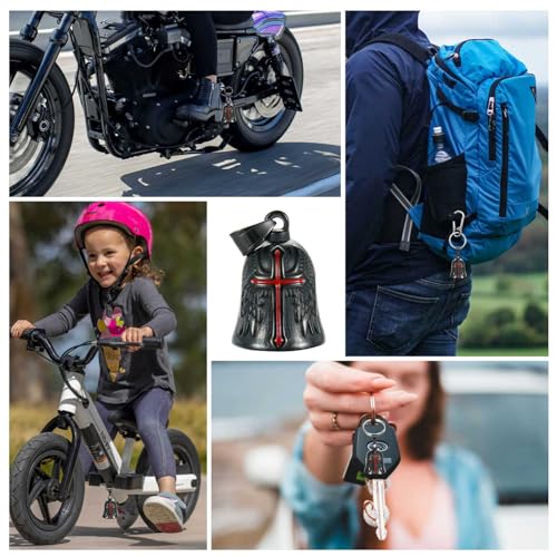 Image of Motorcycle Bell Guardian Angel Charm - Weather-resistant Good Luck Gremlin Bells With Gift Box, Legend Card, Keychain