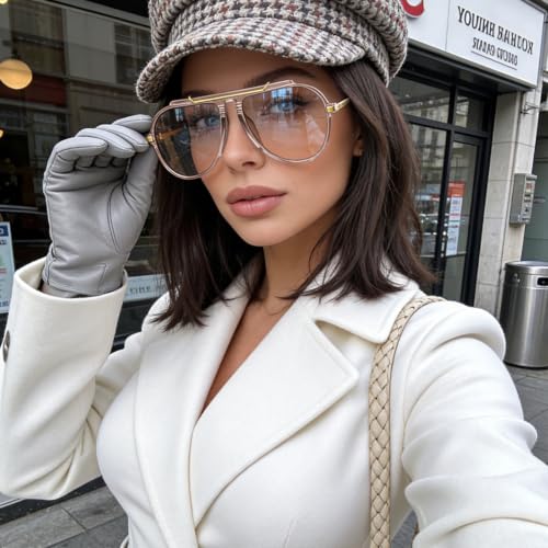 Oversized Aviator Sunglasses for Women Sun Glasses 70s Retro Shades - image 2