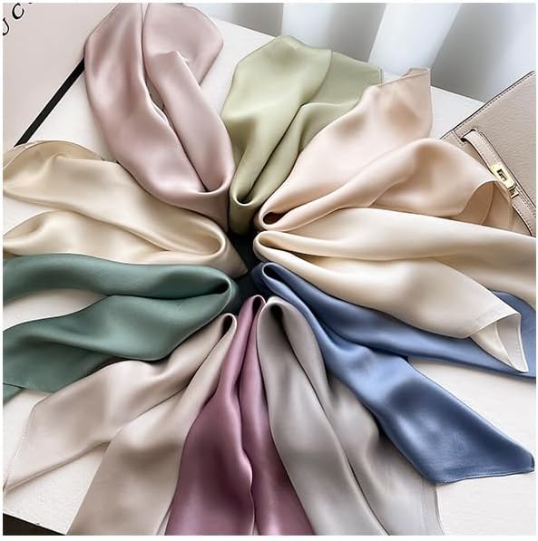 MEISEE Solid Color Mulberry Silk Scarf 20" Square Scarf Neck Scarf Hair Head Breathable Lightweight for Women Gift Packed - Image 6