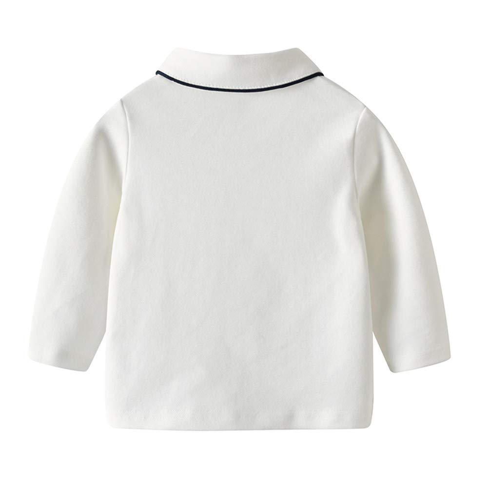 Infant Baby Boys' Collared Long Sleeve Cotton White Lapel Polo T-Shirts Tees Tops Shirt 6M-3T for Toddler