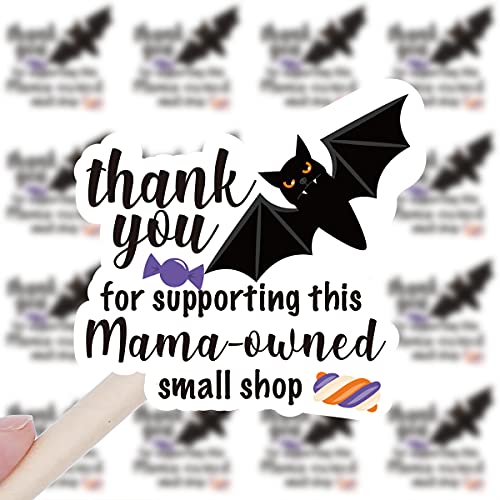 240 Pcs Thank You Support Mama Owned Stickers,Funny Small Business Envelopes Stickers For Business Packages/Handmade Goods/Bags,Halloween Theme Small Shop Business Stickers For Envelopes Seals #TOP7