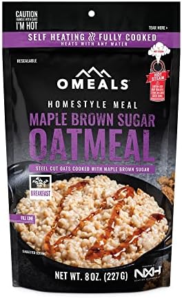 OMEALS Maple Brown Sugar Oatmeal MRE-Extended Shelf Life-Fully Cooked w/Heater-Perfect for Outdoor Enthusiasts, Travelers, Emergency Supplies-USA Made