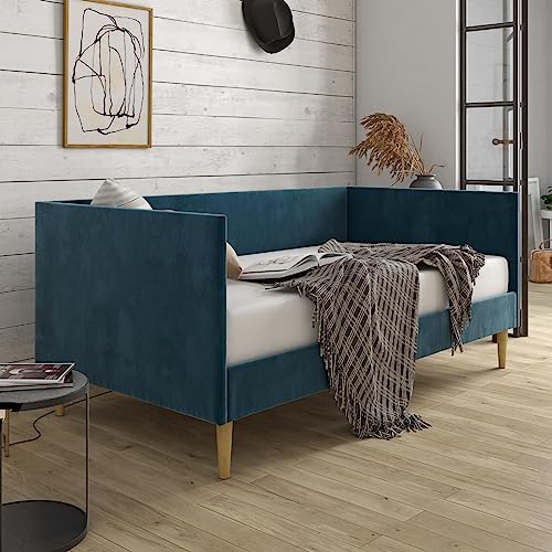 DHP Franklin Mid-Century Upholstered Daybed Frame, Blue Velvet, Twin