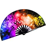 SoJourner Bags Rave Hand Fan – Large Folding Fans for Festivals, Drag Queen & Burlesque – Cute...
