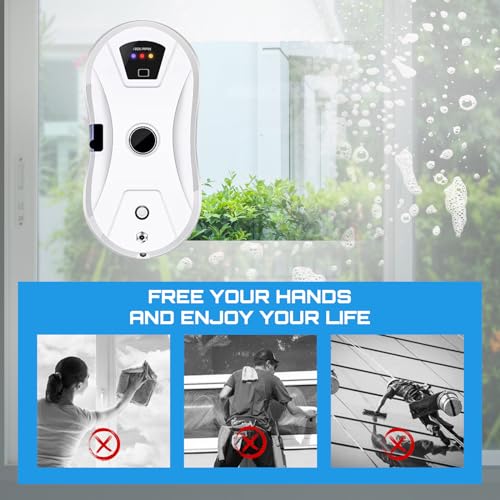 Memows Window Cleaner Robot, Smart Automatic Window Cleaning Robot with Water Spray, Electric Intelligent Robot Windows Cleaner Glass Cleaning with Remote Control 2800Pa Suction - Image 5