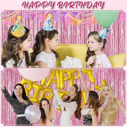Image of Crosize 2 Pack 3.3 x 9.9 ft Bright Laser Glitter Foil Fringe Curtains Party Decorations, Tinsel Curtain Backdrop for Valentine's Day Parties, Door Streamers, Glitter Streamer Backdrop for Birthday