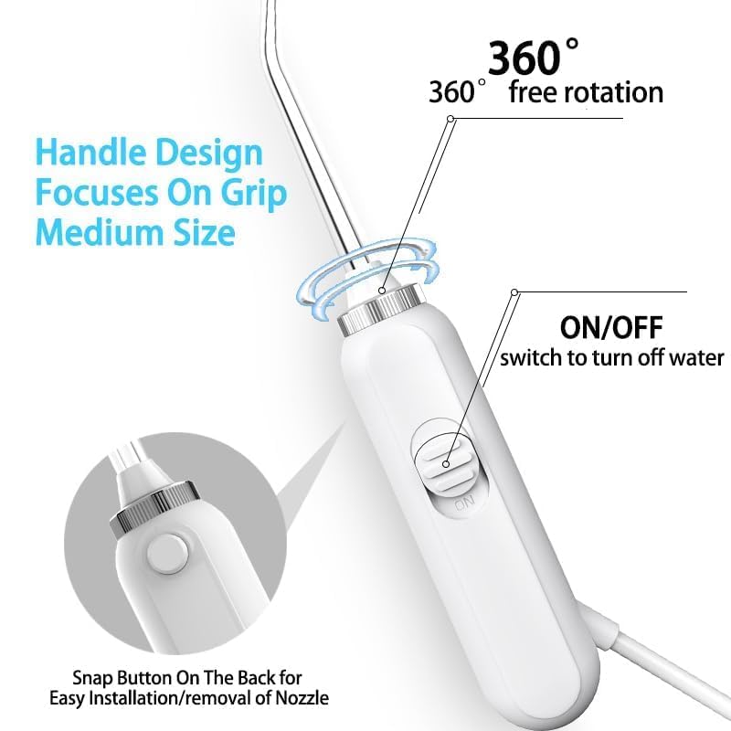 Irrigador bucal recargable, irrigador oral portátil con tanque de 600 ml y 10 niveles de presión para limpieza de dientes