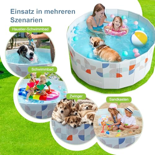 XUDREZ Faltbarer Pool Für Familiengarten Installationsfreier Nicht Aufblasbarer Pool PVC Druckfeste Platte Hoher Dichte Segregation Dünnwandiger Pool Geeignet Für Familiepool, Haustierpool,160cm