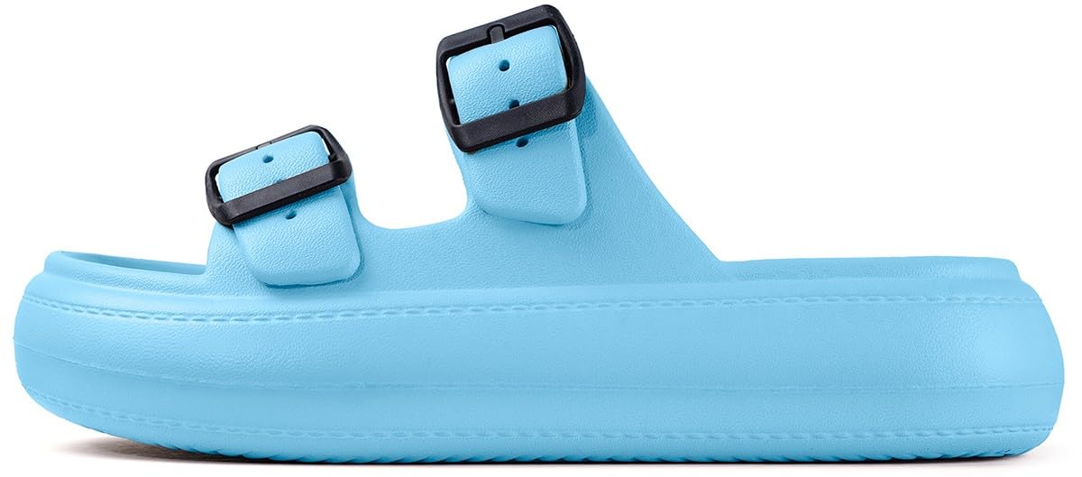Gaatpot Zapatilla de Baño Niños Niña Chanclas Zapatos de Playa y Piscina Ajustable Doble Hebilla Sandalias Antideslizantes Azure 35/36 EU