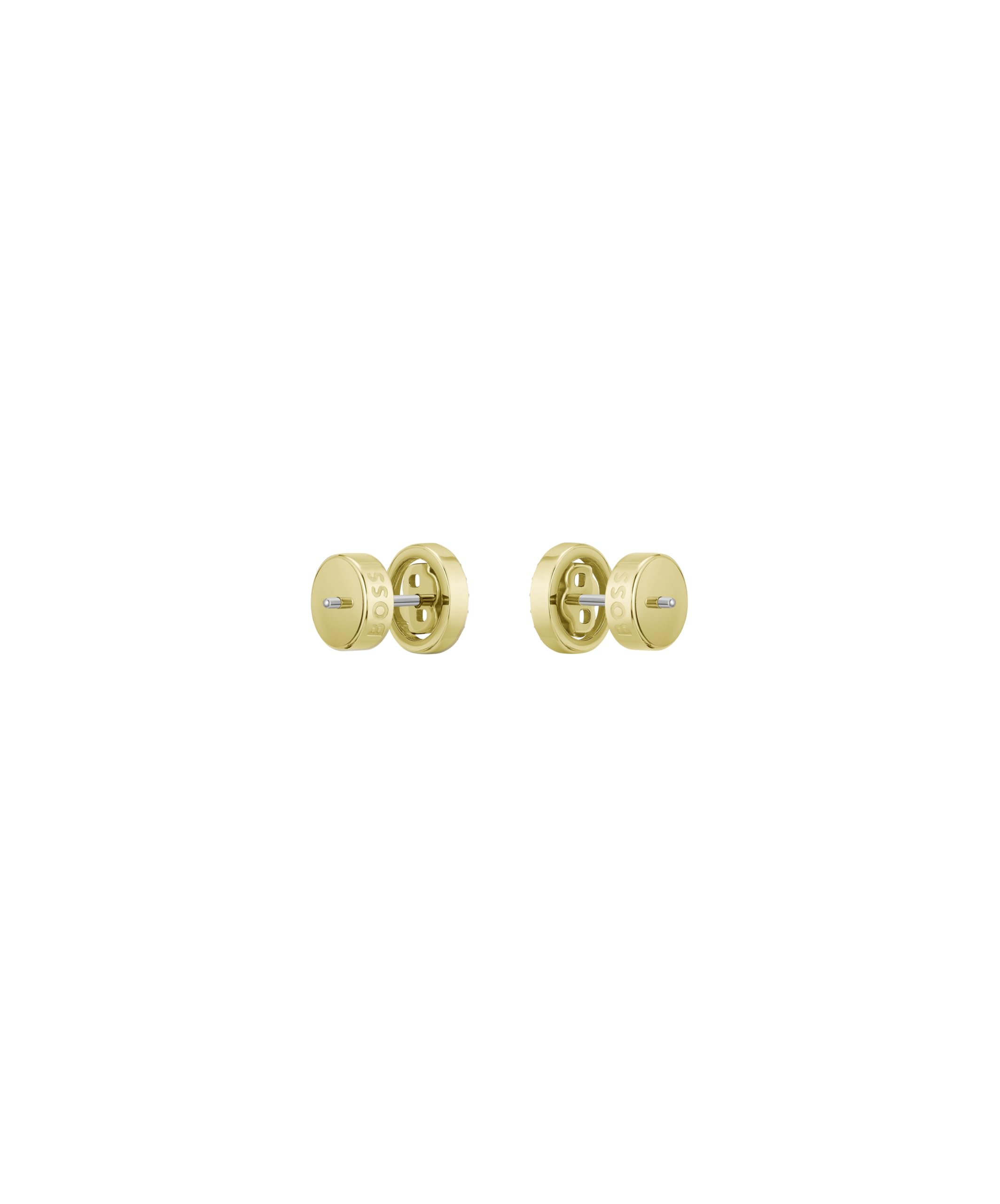 BOSS Jewelry Steckerohrringe für Damen Kollektion DOUBLE B DIVINE aus Edelstahl mit Ionenplattierung in Gelbgold verziert mit Kristallen - 1580826