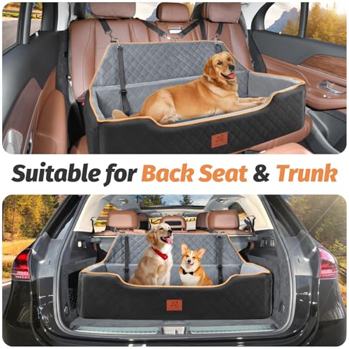 GL GLENSLAVE Hundeautositz für große/mittlere Hunde, bequemes Hundeautobett Pet Booster für den Rücksitz, vollständig Abnehmbarer & waschbarer Hundereisesitz mit dickem Kissen