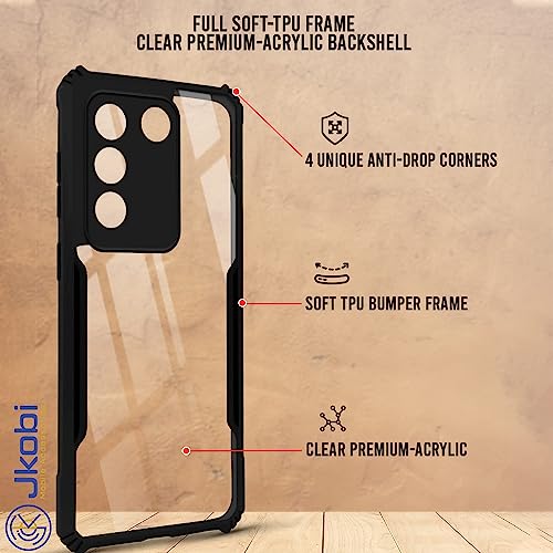 Image of Jkobi Back Cover Case for Vivo V27 | Vivo V27 Pro (Shockproof with Polycarbonate Clear Panel | Professional Black)