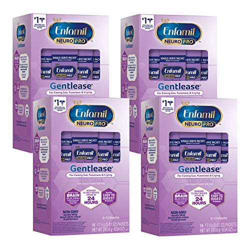 Enfamil NeuroPro Gentlease Baby Formula Powder Single Serve Packets, Clinically Proven to Reduce Fussiness, Gas, Crying in 24 hours, 0.61 Oz Packets (14 count) (Pack of 4), Total 56 packets