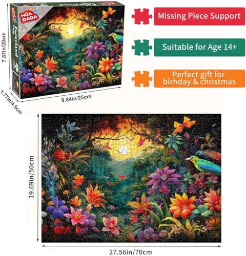 HUADADA Jigsaw Puzzles for Adults 1000 Piece Jigsaw Puzzles for Adults Challenging Game Puzzles with Letters on Back - Flowers and Birds - image 3