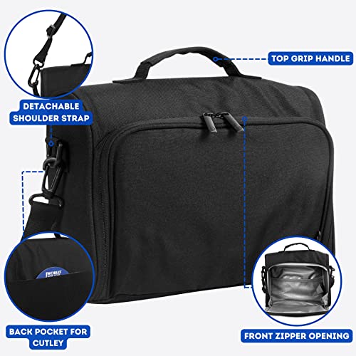 Image of J World New York Casey Small Lunch Bag for Adults. Medium-Size Insulated Lunch-Box for Kids, Black, 9.5 X 10 X 3.5 inch (H X W X D) inch