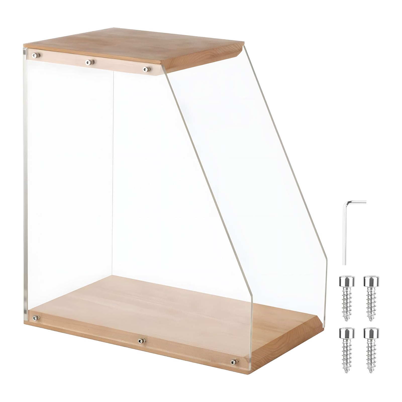 Kangnice Multipurpose Vinyls Album Storage Case Wooden and Acrylic Record Magazines Display Rack Desktop Ornament Music Enthusiasts