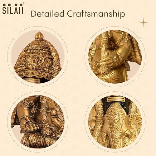 Image of SILAII Pillayarpatti Karpaga Vinayagar Idol - Sacred Wish-Granting Ganesha Murti Showpiece & Statue for Home Decor, Pooja Room, House Warming Gifts (Gold, 6 INCHES)