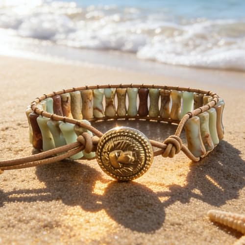 Image of Plumiss Women Boho Handmade Natural Stone Crystal Leather Bead Wrap Bracelets Collection