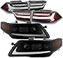 AKKON - [Black Housing] Fits 2004-2008 Acura TSX LED Light Bar Projector Smoke Headlights + Tail Lamps Combo
