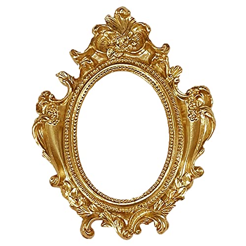 Cornice ovale in stile antico con cornice per gioielli, decorazione vintage (senza vetro) (oro)