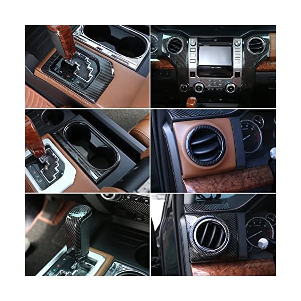 LLKUANG for Toyota Tundra 2014-2021 Console Air Outlet Cover Gear Shift Panel Cup Frame Car Accessories Interior Cover Trims ABS Decoration Kit-10pcs(Not Fit for RHD)(Carbon Fiber Pattern) - Image 3