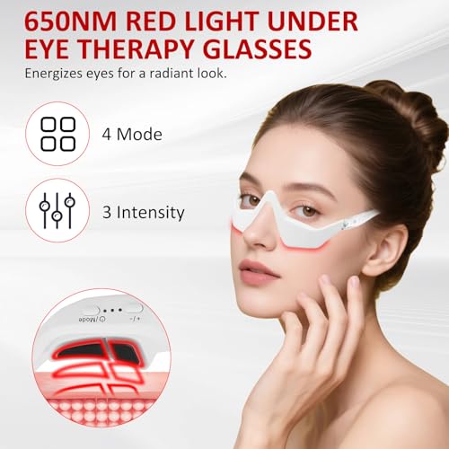Under Eye Red Light Therapy Device,650nm Red Light Therapy for Eyes Glasses, Microcurrent Eye Massager Mask for Dark Circles, Smoother Fine Lines & Puffiness, Home Skincare - Image 3