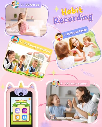 Image of KOKODI Kids Smart Phone Toys, Birthday Gifts Unicorn Toddler Play Phone for Girls 3-10, Touchscreen HD Dual Camera Cell Phones for Kids, Travel Toys Preschool Learning Toy for Kid with 8GB SD Card