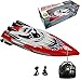 Easyeeasy Barco de Alta Velocidad con Motor Doble de Control Remoto por Radio, Barco de Carreras RC para niños, Barco de Carreras al Aire Libre, Barco de Velocidad R/C