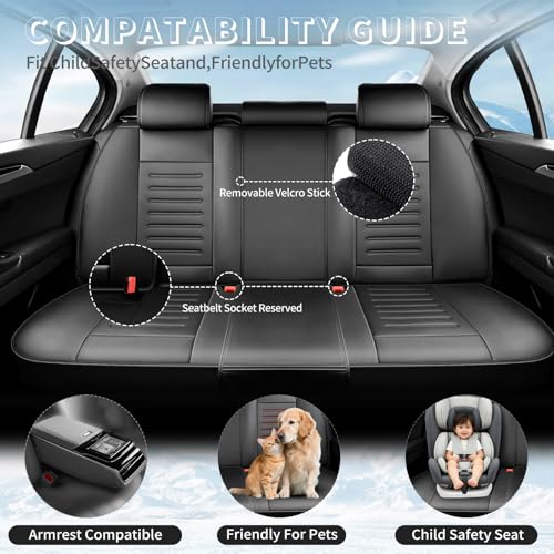 Image of Fit Equinox Premium Leather Car Seat Covers Compatible with Chevy Equinox 2011-2025 2026, Breathable, Wear Resistant, Airbag Compatible, All-Weather Protection & Full Coverage, Full Set Black
