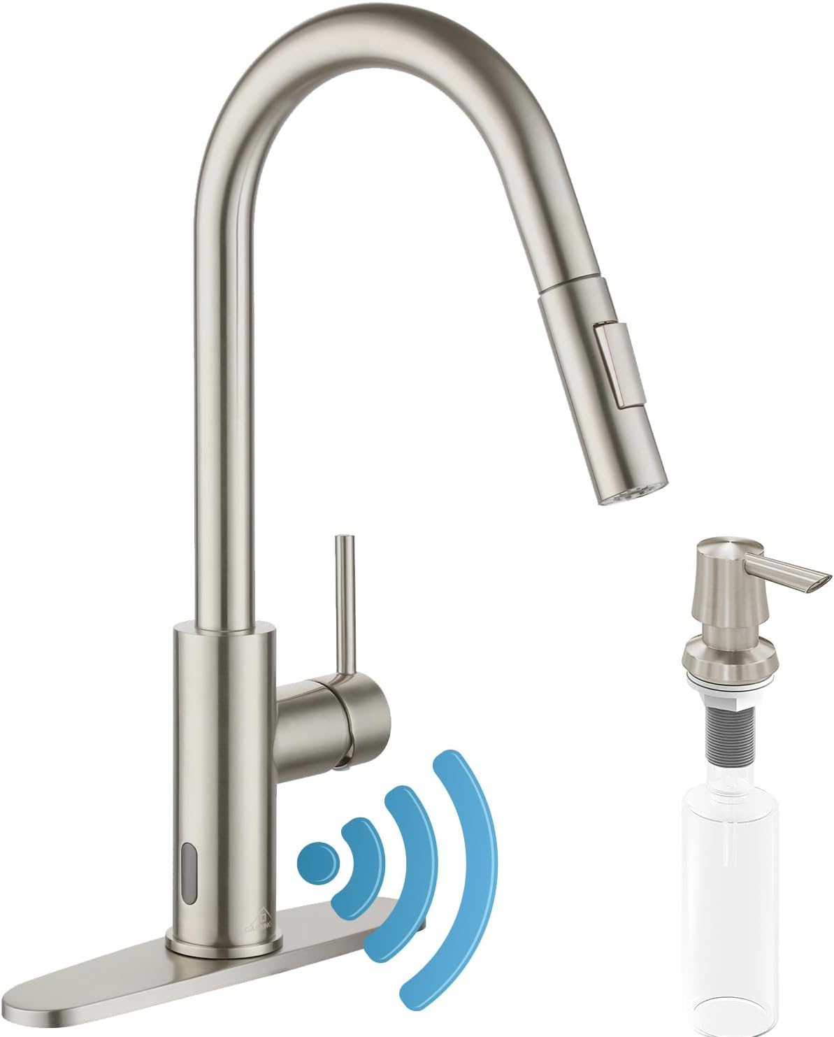 Sink Faucet, Dalmo Single Handle High Arc Brushed Nickel Pull Down