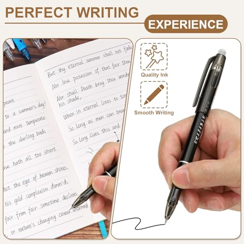 PATIKIL Bolígrafos borrables 0.5mm, pack 12 tintas negras miniatura 5