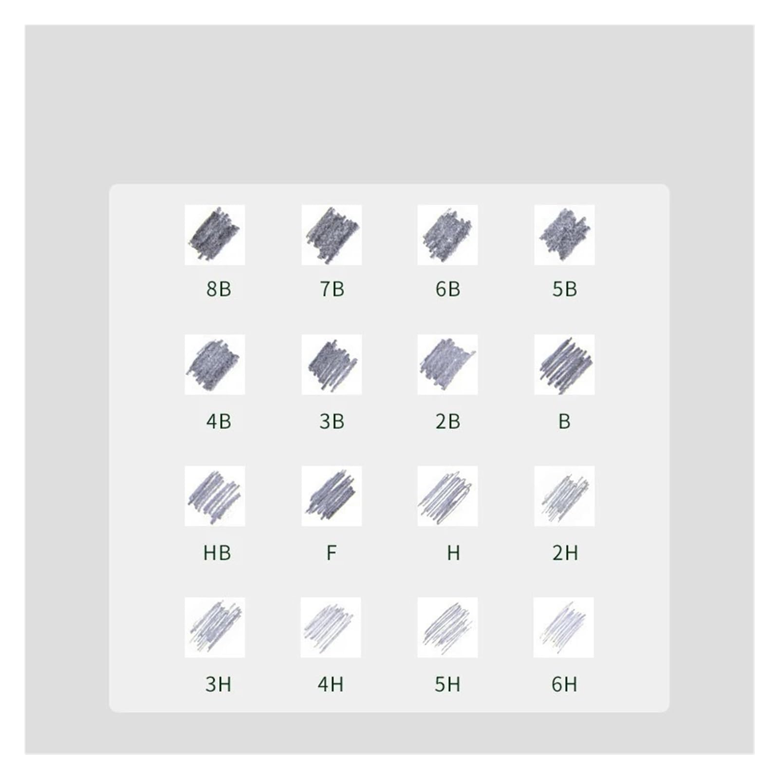 Generisch Zeichenstift, 5/16-teiliges Kohle-Graphit-Skizzenstift-Set for Skizzieren, Schattieren, Kunst, Schreibwaren(12Pcs 2H HB)