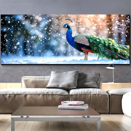 Peinture diamant point de croix kit complet paon bleu 60x120cm personnalisé L322