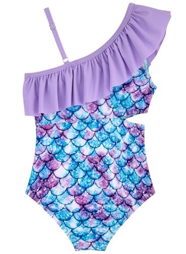 Girls One Piece Swimsuits Cutout Ruffle Bathing Suit Quick Dry Beach Swimwear with Adjustable Strap 5-14 Years2