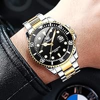 OLEVS Watches for Men Black Silver Stainless Steel Luxury Mens Dress Watch — image 3
