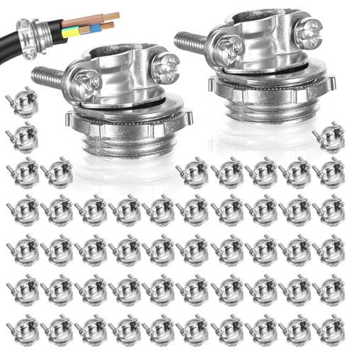 Conectores de cable tipo abrazadera y conducto para 50 cables eléctricos y metálicos plateados