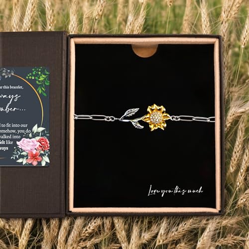 Love You This Much Meaningful Sons Girlfriend Sunflower Bracelet Gift Set, Present for Sons Girlfriend, Birthday Gift for Sons Girlfriend3