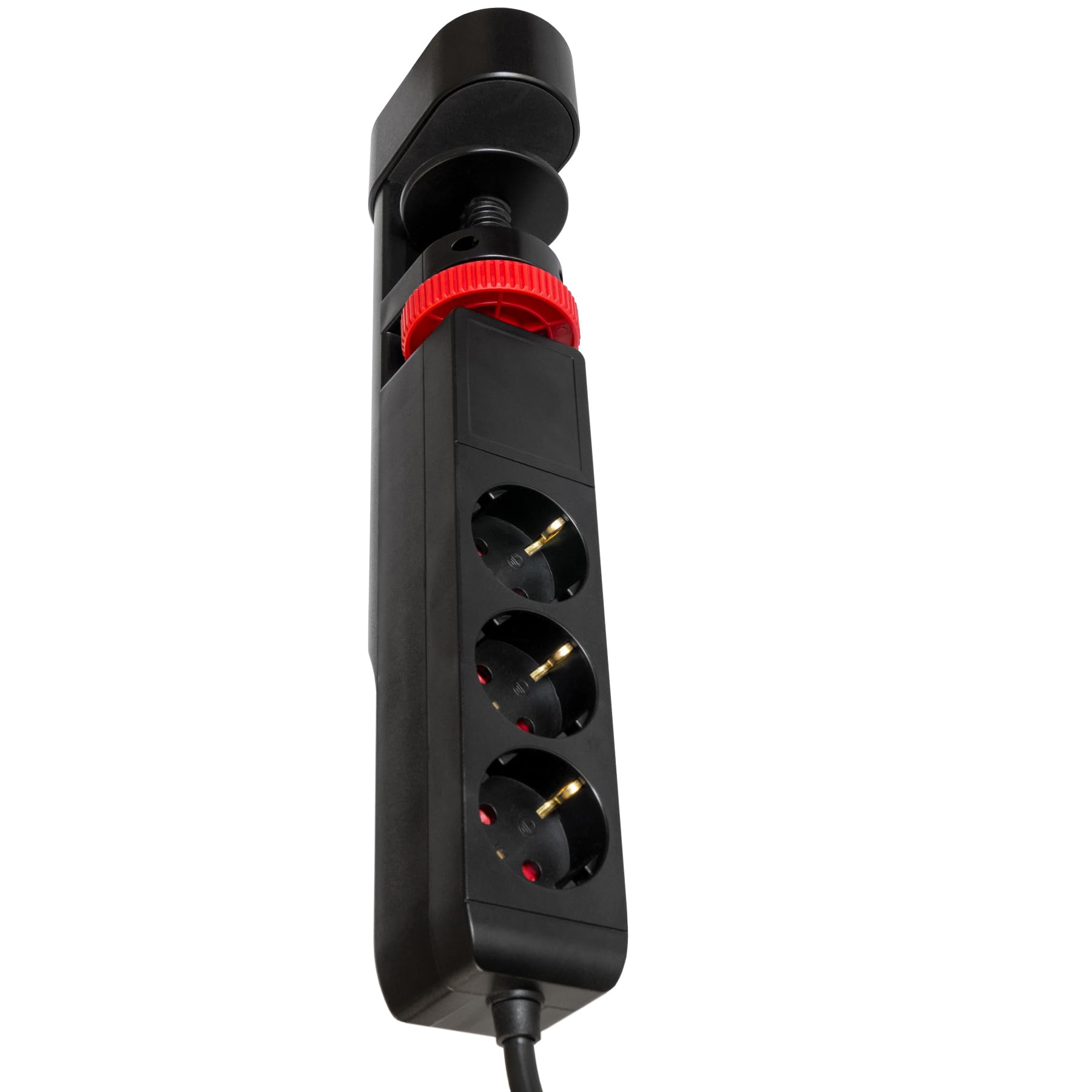 FeinTech MD833 - Regleta de escritorio con 3 enchufes con 2 puertos USB y 1 USB-C PD (20 W), regleta de escritorio con interruptor, cable de 3 m, color negro