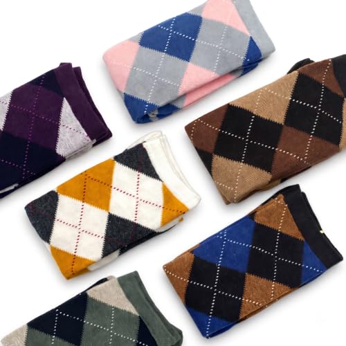 Image of Couver Women's Argyle Knee High Socks - Soft Acrylic Over the Calf Tube Style Socks for Casual Athletic - One Size