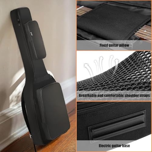 Image of 39 inch Electric Guitar Bag Equipped with a protective neck pillow Electric Guitar Gig Bag 0.35in Padding Dual Adjustable Shoulder Strap Electric Guitar Case