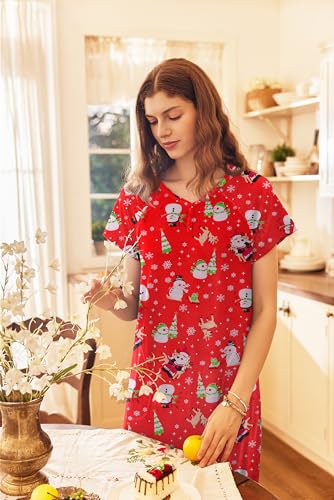 Image of Ekouaer Long Nightgown Women's Loungewear Short Sleeve Sleepwear Full Length Sleep Shirt with Pockets