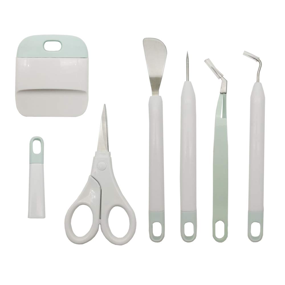 corey-zCraft Vinyl Weeding Tools Set, 6pcs Kit: Scissors, Tweezers, Spatula, Scraper, 2x Weeders, Plastic Handle & Material, For Cricut/Silhouette/Oracal Vinyl
