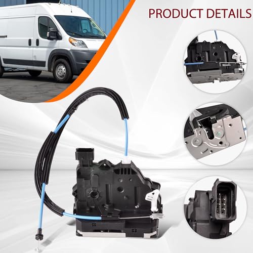 Image of Front Right Passenger Side Door Latch Lock Actuator with Cables 68232440AA 68232440AB 68232440AC Compatible for 2014-2018 RAM ProMaster Cargo Van 1500 2500 3500