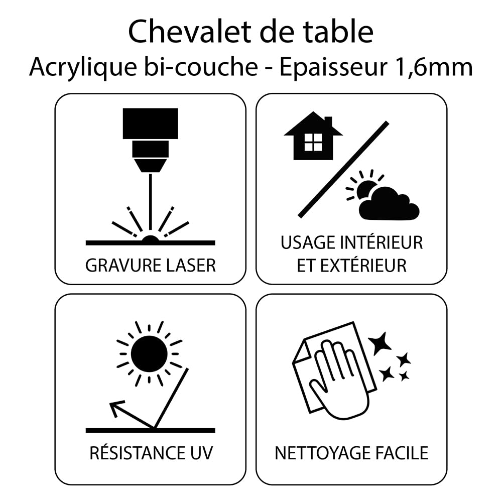 Chevalet de table “Table réservée” - Gravure recto verso - Or en lot de 5