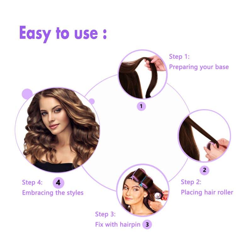 Miniatura 3 de AiOiKi Juego de rodillos de pelo extra grandes de 3 pulgadas, rodillos de pelo jumbo para cabello largo, 3 tamaños con clips y peine, rulos grandes