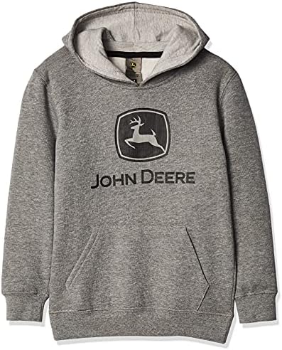 John Deere boys Child Fleece Pullover Hoodie Hooded Sweatshirt, Grey, 6-7 Years US