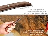 Trimmmesser für Hunde Katzen mit langer Zahnung für Rechtshänder Fellmesser Kleine Ausführung Hundefell Unterwolle Kamm Edelstahl Messer für Tiere Markenqualität für Langhaar und Kurzhaar