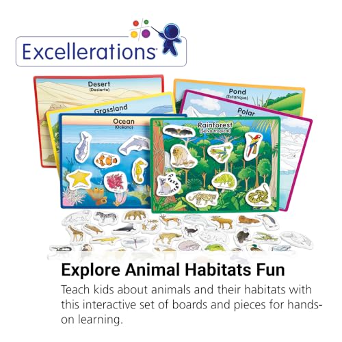 Excellerations Animals in Their Habitats 6 Puzzle Boards Learning Activity Tool for Kids (48 Pieces)